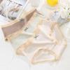 Ropa interior de niña transpirable de cero sensación, lazo de encaje, amigable con la piel, algodón nude en la parte inferior de la entrepierna, bragas de cintura media para mujer