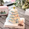 Decoração de Bolo Árvore de Natal dos Desejos 2025 Enfeites Fofos de Boneco de Neve Estéreo Vela Estrela de Cinco Pontas Decoração Plug-In