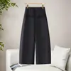 Pantalones anchos acampanados de color marrón para mujer, nuevo modelo primavera y otoño 2026, de cintura alta, diseño casual, que cubren la cadera, pantalones tipo globo con ribete de encaje