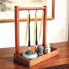 Soporte para Cepillo de Escritorio Colgador de Cepillos para Mesa Escritorio de Estudio Gran Capacidad Madera Maciza Colgador de Cepillos Colgante Retro