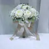 192 Noiva Mori Casamento Flor Simulação Rosa Laço Borla buquê Casamento Adereços para Fotos de Casamento
