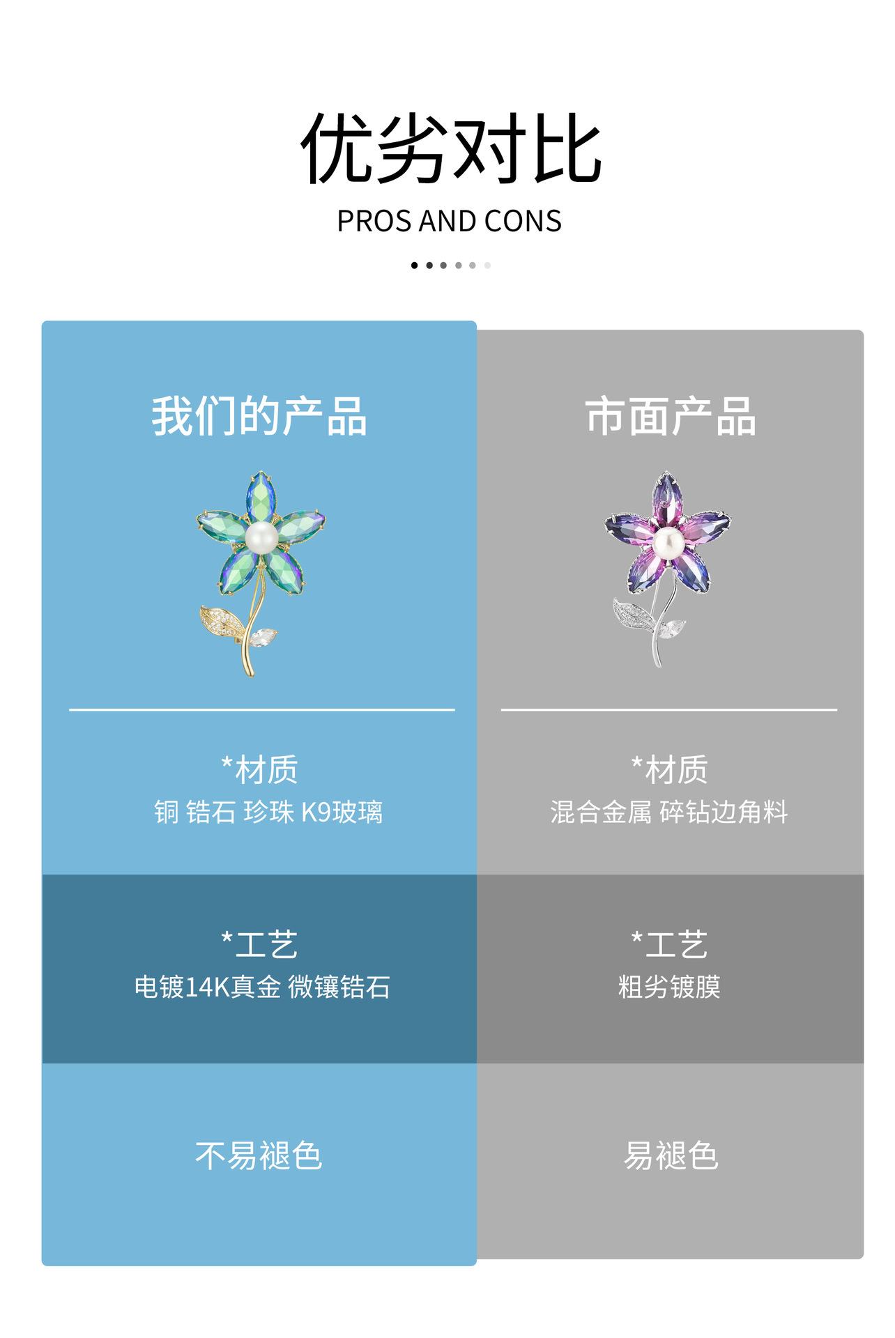水晶花朵胸针