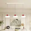Lámpara de araña para restaurante Ovni Protección ocular Moderna Sencilla Placa larga Tres cabezales Estilo crema LED Mesa de comedor Comedor Bar Lámparas