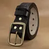 Cinto de Fivela de Agulha de Couro Bovino para Jovens e Adultos, Couro Genuíno, Cinto Moderno e Versátil, Cinto Jeans Retrô