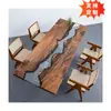 Estilo Simples Resina Epóxi Rio Gelo Cristal Mesa Madeira Maciça Placa Grande Noz Alta Permeabilidade Mesa de Jantar Sala de Estar Mesa de Centro Placa Inteira