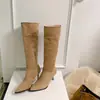 Botas Retro de Estilo Coreano hasta la Rodilla con Tacón Alto para Mujer, Novedad Otoño e Invierno 2026, Botas de Monta con Punta Fina, Tacón de Aguja, Plisadas y Fruncidas