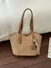 Bolsa de Paja Nueva Primavera 2026 Bolsa Tejida de Gran Capacidad Bolsa de Playa para Vacaciones Bolso Cesta para Mujer Bolso Tote de un Solo Hombro
