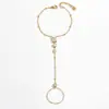 Tobillera floral transfronteriza europea y americana con incrustaciones de diamantes, a la moda, nicho, simple, versátil, cadena de tobillo con colgante chapado en cobre estilo Ins para mujer