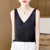 Camisola de Seda Hielo con Escote en V, Estilo Veraniego Nuevo, Transfronteriza, 25 Años, para Mujer, Chaleco Jacquard sin Mangas para Usar debajo de Trajes