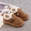 Nuevas botas de invierno estilo Birkenstock para niños, forradas de felpa y engrosadas, con suelas suaves antideslizantes, para niñas de 6 a 12 años, y zapatos cálidos de algodón para niños