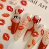 2025 Nuevo Día de San Valentín Alto Aspecto Rojo Llamativo Labio Plano Creativo Puro Deseo Uñas Artísticas Pegatinas Accesorios Estilo Pareja