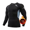 Ropa de fitness para hombre, conjunto de manga larga y pantalón largo con forro polar, alta elasticidad, secado rápido, ropa de entrenamiento para baloncesto y fútbol, ropa térmica