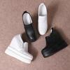 Zapatos Deportivos Casuales Negros para Mujer de Cuero Genuino de Primavera, con Cuña y Tacones Altos, que Aumentan la Altura 14cm