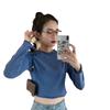 Camiseta Corta Estilo Nuevo Primavera y Otoño para Mujer Manga Larga Estilo Occidental Delgada Camiseta Interior para Combinar Otoño e Invierno
