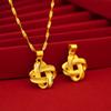 Colgante de nudo chino Ruyi Ping An, latón chapado en oro, nudo Ruyi de cuatro hojas, hierba de la suerte, collar para mujer, venta al por mayor