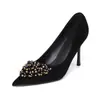 Nova Coleção Primavera/Verão: Sapatos de Salto Alto Nude com Strass Exclusivos para Mulheres, Elegantes e Confortáveis, Salto Fino, Bico Fino, Scarpins Estilo Francês