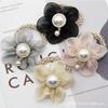 Diadema de organza con perlas y pedrería incrustada de flores, celebridad en línea, estilo coreano, estilo ins, accesorios para el cabello de flores frescas, coletero