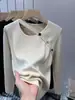 Estilo Nuevo Otoño e Invierno 2025 Xiyin Temu Popular Moda Casual Cuello Redondo Color Sólido Manga Larga Suéter Pulóver