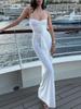 Saia Sexy Feminina com Alça no Pescoço, Plissada, Justa no Quadril, Spice Girls, Desejo Puro, Vestido Branco, Saia Longa Feminina Justa sem Costas