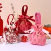 Acompanhamento de Casamento Estilo Chinês Nova Sacola de Doces para Casamento Portátil Dobrável Sacola de Tecido Grátis Doce