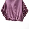 Atacado de Roupas Femininas Transfronteiriças Estilo Europeu e Americano Verão 2025 Novo Top de Cor Pura com Textura de Cetim de Seda Estilo Balão