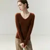 Suéter de Cachemira para Mujer BaiCaiRong Otoño/Invierno 2026 Cuello en V Diseño Versátil Ropa de Punto de Lana para Mujer