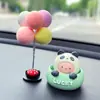 Enfeites Criativos Fofos de Animais com Cabeça que Mexe para Carro Desenhos Animados Animais de Estimação Fofos Acessórios de Interior de Carro Enfeites Decorativos para Console Central de Carro Feminino