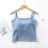 Una generación de chaleco de algodón con cuello cuadrado y almohadilla en el pecho, copa de una pieza, moda ajustada, cintura sexy, tirante fino