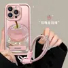 Cordón con Soporte de Manzana de Cristal Adecuado para Funda de Teléfono Móvil Apple 16Promax 13 Nicho Gama Alta 15 Silicona Mate