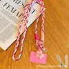 Cordão Transversal para Celular Flor de Cinco Pétalas Colorido Dopamina Longo Ins Capa de Celular Tecida à Mão Corrente Antiperda para Celular D