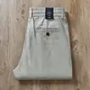 Estación Europea Verano Cintura Elástica Elástica Lino Puro Pantalones de Hombre Marrón Moda Combinan con Todo Cordón Recto Pantalones Casuales para Hombre