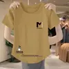 Camiseta Versátil de Manga Corta para Mujer Talla Plus con Hombro Normal, Nuevo Estilo Coreano de Verano, Corte Delgado, Favorecedora, Casual, Rejuvenecedora, Top Elegante