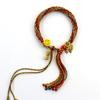 Cuerda de Mano Tibetana Thangka Cuerda de Algodón Enrollada a Mano Pulsera Trenzada Ojo del Dios de la Riqueza de Cinco Vías Zakiram Tara Verde Perla Thangka
