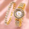 Comércio Exterior Novo Estilo Pulseira Relógio Escala Romana Cheia de Diamantes Conjunto de Relógios Femininos Relógio Casual Feminino Relógio de Pulso Feminino Quartzo Feminino