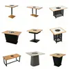 Juego de mesa y sillas de comedor de café moderno minimalista, mesa de comedor de madera maciza a prueba de humedad, mesa de comedor de losa de roca para tienda de hot pot, té de leche y postres