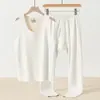 Conjunto Térmico de Polar Pesado Doble Cara Sin Costuras para Hombre Ropa Interior de Lana y Seda de Morera Ropa de Otoño Pantalones Chaleco sin Mangas