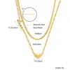 Collar de Acero Inoxidable con Baño de Oro de 18 Quilates, Diseño Nicho, Cadena Elegante para Clavícula, Doble Capa, Forma de Corazón, Amor, Joyería Transfronteriza