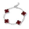 Pulsera Cruzada de Hip-Hop Europeo y Americano de Acero Inoxidable con Trébol de Cuatro Hojas para Mujer Cadena en Forma de O Joyería de Acero de Titanio Joyería de Diseño de Nicho Personalización de Joyería