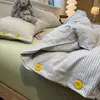 Estilo ins, juego minimalista de cuatro piezas, funda de edredón 100% algodón, sábana, funda de almohada y sábana bajera ajustable, juego de tres piezas para dormitorio de estudiantes nuevos, talla 4