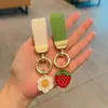 Chaveiro de Couro Minimalista para Carro Estilo Francês, Pingente de Chave Simples e Fofo, Mesmo Estilo do Xiaohongshu, Pingente de Girassol