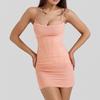 Vestido de Malha com Suspensório Transfronteiriço Personalizado, Cintura em Espinha de Peixe, Saia Curta Sexy para Quadril Feminino, Roupas Femininas