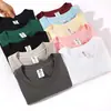 Camiseta de Manga Corta de Algodón Peinado Pesado 200g para Hombre, Verano, Corte Holgado, Camisa Base de Color Sólido Versátil, Ropa para Hombre, En Stock al por Mayor