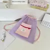 57253 Mochila Nueva Malla Color de Contraste Mochila con Cordón Ligera Hueca Pequeña Mochila Escolar para Estudiantes