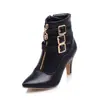 Fivela de cinto elegante Botas de Cavaleiro pontudas Botas curtas de couro Martin para primavera e outono Novo comércio exterior Amazon wish