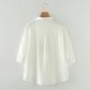 Verano Nuevo Estilo Gasa de Algodón Manga Tres Cuartos Camisa Blanca para Mujer Estilo Coreano Suelta y Versátil Flor Bordada Algodón Puro Camisa Manga Corta