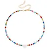 Joias Transfronteiriças Europeias e Americanas Colar Bohemian de Miçangas Brancas Pequenas Pulseira com Pingente de Coração de Madrepérola Anel