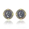 Nuevos Pendientes Vintage Franceses Serie Monedas Antiguas Sentido de Diseño Nicho Pendientes de Plata de Ley Joyería para Oreja Moneda de Emperador en Relieve