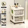 Estante de Armazenamento de Chão Multicamadas com Gaveta-Caixa de Armazenamento de Cozinha Estante de Lanches Carrinho Pequeno de Brinquedos Armário de Armazenamento para Sala de Estar