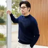 Suéter de Cachemira 100% Cachemira Pura de Cabra Otoño/Invierno Nuevo para Hombre Casual de Color Sólido Cuello Alto Medio Jersey de Punto Cálido