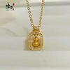 Tienda de Oro Réplica Collar de Calabaza Giratoria Incrustado de Diamantes, Lujo Ligero Nicho Gama Alta Exquisito Accesorio de Cadena para Clavícula